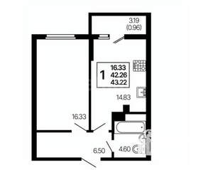 1-к квартира, вторичка, 42м2, 17/24 этаж