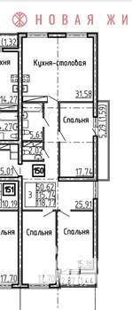 3-к квартира, строящийся дом, 119м2, 4/25 этаж
