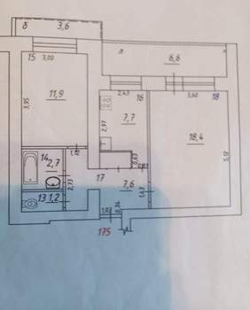 2-к квартира, вторичка, 59м2, 9/9 этаж