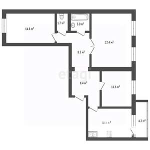 3-к квартира, вторичка, 89м2, 14/17 этаж