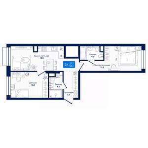 2-к квартира, вторичка, 60м2, 7/19 этаж