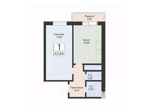 1-к квартира, вторичка, 43м2, 4/24 этаж