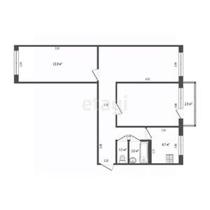 3-к квартира, вторичка, 58м2, 5/5 этаж