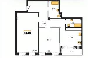 2-к квартира, сданный дом, 83м2, 10/17 этаж