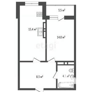 1-к квартира, вторичка, 46м2, 11/16 этаж