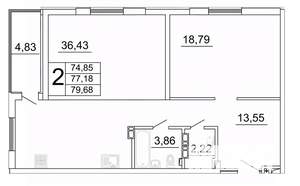 2-к квартира, строящийся дом, 80м2, 11/27 этаж