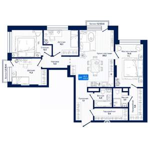 4-к квартира, вторичка, 107м2, 3/19 этаж