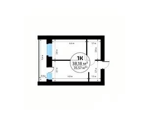 1-к квартира, вторичка, 38м2, 17/18 этаж