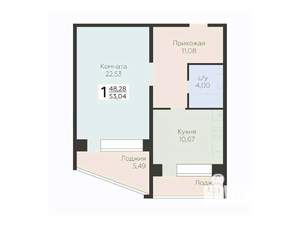 1-к квартира, вторичка, 53м2, 4/12 этаж