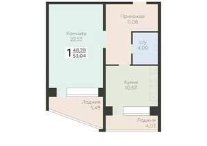 1-к квартира, вторичка, 53м2, 10/10 этаж