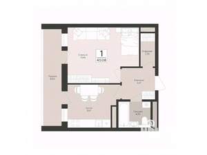 1-к квартира, вторичка, 43м2, 13/17 этаж