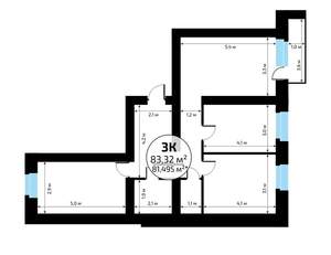 3-к квартира, вторичка, 83м2, 11/18 этаж