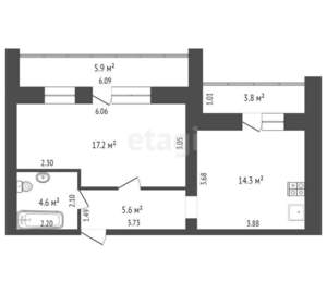 1-к квартира, вторичка, 41м2, 11/12 этаж