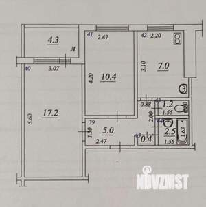 2-к квартира, вторичка, 46м2, 3/9 этаж
