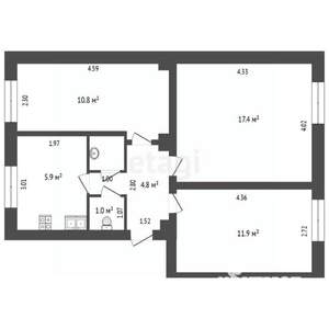 3-к квартира, вторичка, 55м2, 1/2 этаж