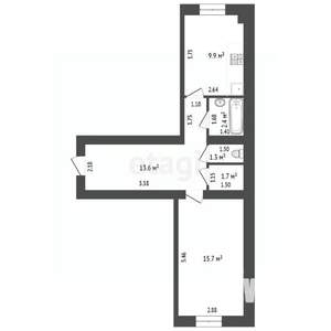 1-к квартира, вторичка, 48м2, 2/2 этаж