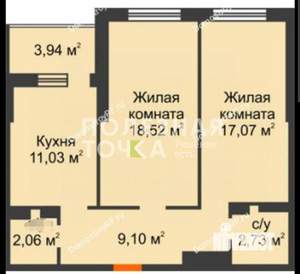 2-к квартира, вторичка, 60м2, 9/22 этаж