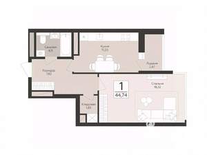 1-к квартира, вторичка, 45м2, 13/17 этаж