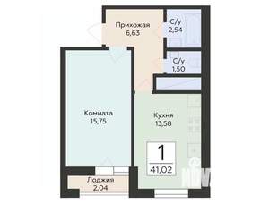 1-к квартира, вторичка, 41м2, 15/24 этаж