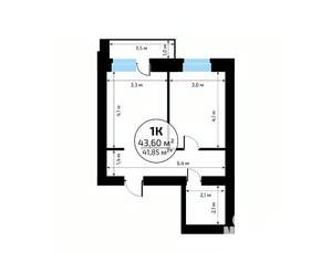 1-к квартира, вторичка, 44м2, 10/18 этаж