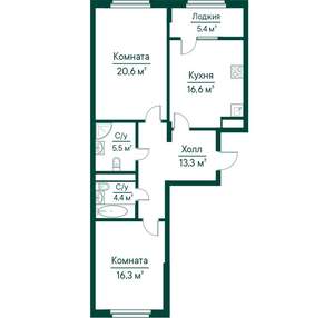 2-к квартира, строящийся дом, 82м2, 3/29 этаж