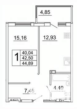 1-к квартира, строящийся дом, 45м2, 15/27 этаж