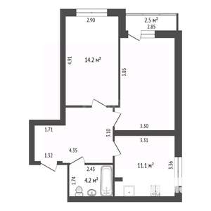 2-к квартира, вторичка, 58м2, 1/26 этаж