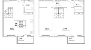 2-к квартира, строящийся дом, 104м2, 26/26 этаж