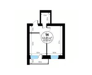 1-к квартира, вторичка, 44м2, 9/18 этаж