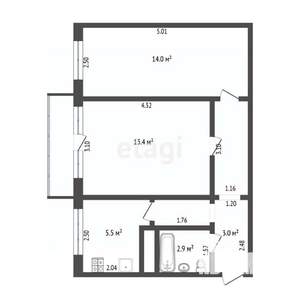 2-к квартира, вторичка, 44м2, 4/5 этаж