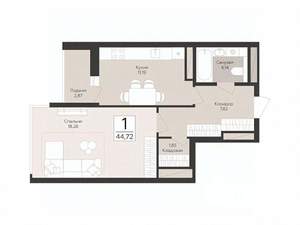 1-к квартира, вторичка, 45м2, 12/17 этаж