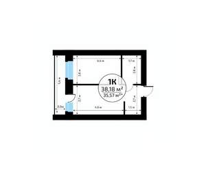 1-к квартира, вторичка, 38м2, 13/18 этаж