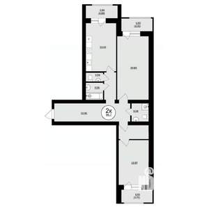 2-к квартира, вторичка, 87м2, 3/8 этаж