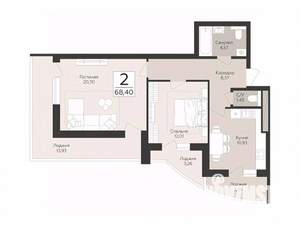 2-к квартира, вторичка, 68м2, 12/17 этаж