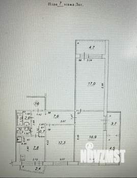 3-к квартира, вторичка, 66м2, 7/12 этаж