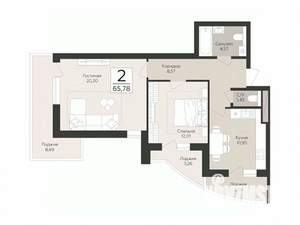 2-к квартира, вторичка, 66м2, 8/17 этаж