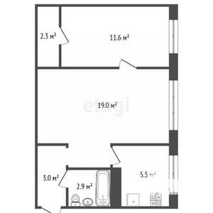 2-к квартира, вторичка, 44м2, 1/5 этаж