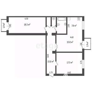 3-к квартира, вторичка, 79м2, 4/5 этаж