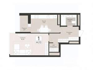 1-к квартира, вторичка, 45м2, 13/17 этаж