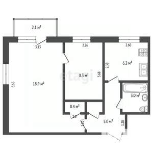 2-к квартира, вторичка, 43м2, 3/5 этаж