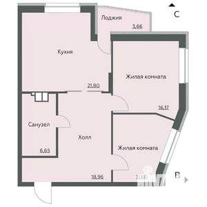 2-к квартира, вторичка, 79м2, 9/22 этаж