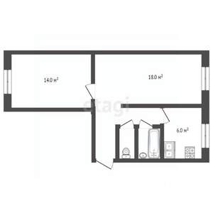 2-к квартира, вторичка, 45м2, 2/5 этаж