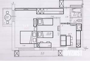 2-к квартира, вторичка, 50м2, 2/9 этаж