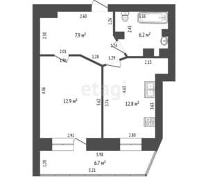 1-к квартира, вторичка, 40м2, 2/21 этаж