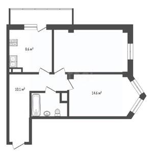 2-к квартира, вторичка, 55м2, 3/18 этаж