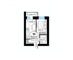 1-к квартира, вторичка, 34м2, 14/18 этаж