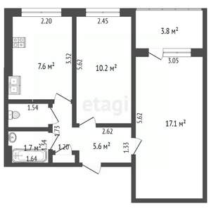 2-к квартира, вторичка, 45м2, 4/9 этаж
