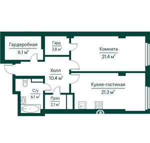1-к квартира, строящийся дом, 71м2, 15/29 этаж