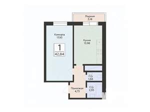 1-к квартира, вторичка, 43м2, 11/24 этаж