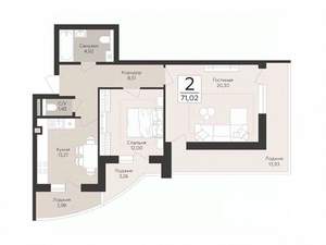 2-к квартира, вторичка, 71м2, 2/17 этаж